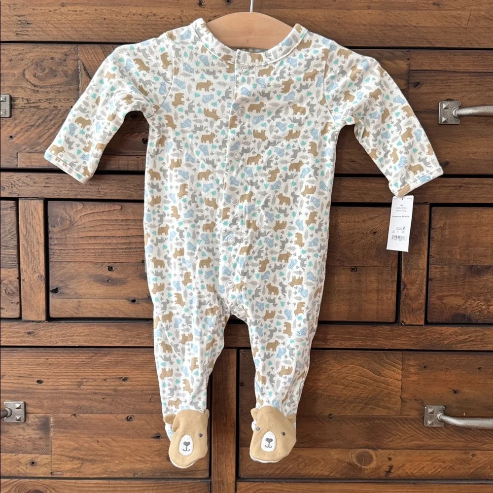 NWT Carter's Baby Boy 4-Piece Bear Sleep & Play Take Home Bundle - 3M